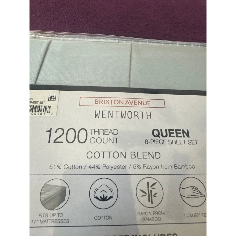 Brixton Avenue Wentworth 6 Piece Queen Size Sheet Set Jet Blue 1200 Thread Count